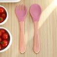 thumbnail image 2 of Wooden Handle Fork Spoon Set Tableware Kitchen Cutlery Durable Smooth Finish For Dining Camping Travel, 2 of 4