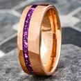 thumbnail image 4 of Tungsten Rings for Men Wedding Bands for Him Womens Wedding Bands for Her 8mm Purple Amethyst, 4 of 7