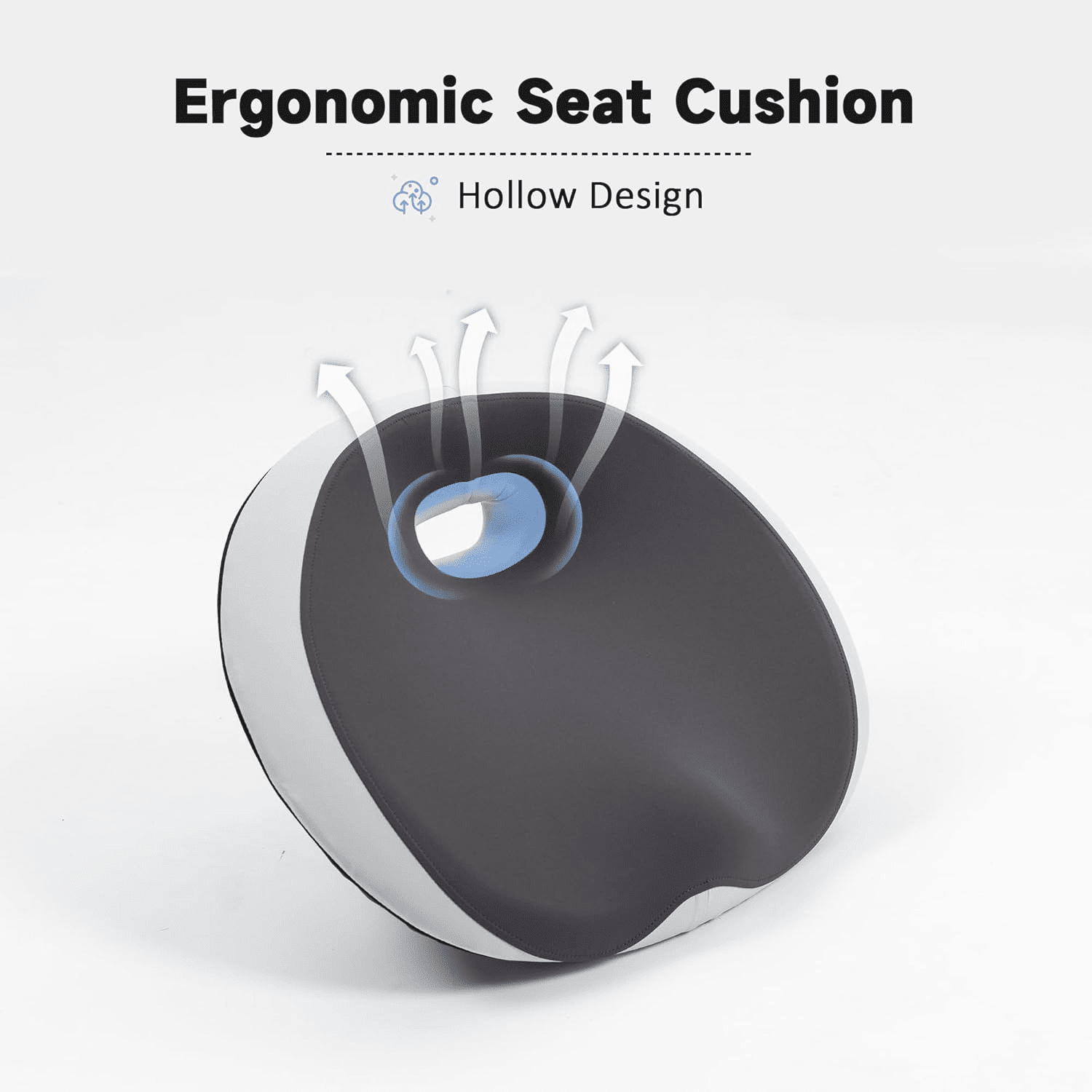 Donut Pillow Seat Cushion with - Ergonomic Hollow Office Chair Pad with Breathable Cover Adjustable Hip and Lumbar Support, for Home, Car, and Office Use - Grey
