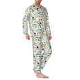 thumbnail image 2 of Picia Cartoon Dinosaur Pattern Men’s Long-Sleeve Sleepwear Set - Soft 2-Piece Loungewear with Pockets, Comfy PJs for Relaxing Nights-Large, 2 of 7