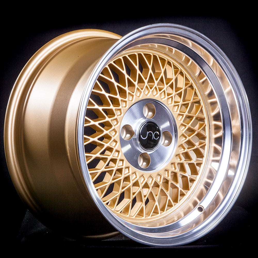 JNC Wheels 15" JNC031 Gold Machined Lip Rim 4x100 15x8 inch