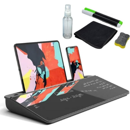 Desktop Whiteboard with Storage, to-do List Memo Desk Dry Erase Glass White Board for Home Office and School Supplies (Black), Desk