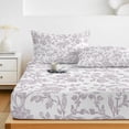 thumbnail image 6 of King Size Fitted Sheet Set - Spring Flower 3 Piece Bedding Sets 16" Deep Pocket Fitted Sheet with 2 Pillowcases, Vintage Farmhouse Light Purple Boho Leaf Brushed Microfiber Hotel Luxury Bed Sheets, 6 of 9