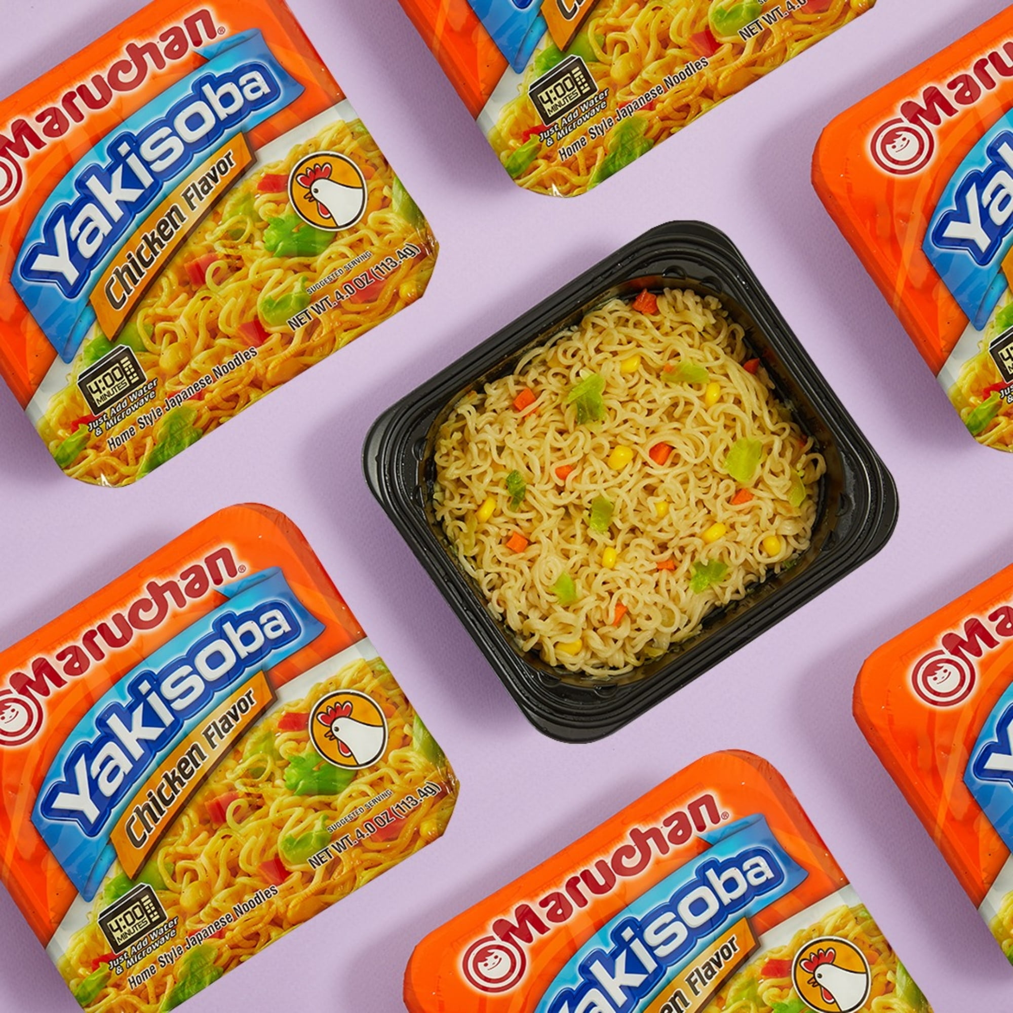 Everyday Necessiteez Yakisoba Instant Noodles in 4 Different Flavors 4 ounce(8 Count) Just add Water Meal Noodle Breakfast Dinner Warm Snacks Home Kitchen College Food Gift w/ Tote & Bonus Porte Pot