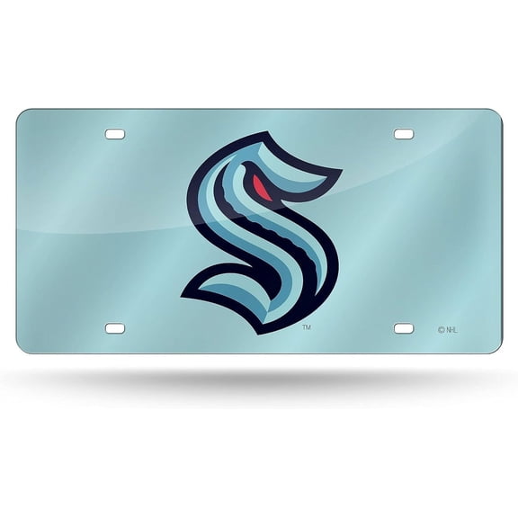 Seattle Hockey Kraken Logo Color Mirror Look Acrylic License Plate Laser Tag