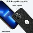 thumbnail image 6 of Unique Logo View Design Luxury PU Leather Lozenge Pattern Phone Case for iPhone 13 Pro Anti-Slip Scratch Resistant Ultra Slim Shockproof Anti-fall Protective Phone Case Cover,Black, 6 of 7