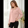 thumbnail image 4 of Sudadera con Capucha para Mujer, Cuello Abotonado, Cordón Ajustable, Sudadera Informal de Larga, Camisetas. Rosa XXL, 4 of 10