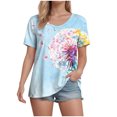 thumbnail image 3 of vigerkar Dandelion Graphic Floral T-Shirt Women Casual Summer Boho Tops Holiday Wildflowers Tee Shirts (Light Blue, XL), 3 of 7