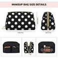 thumbnail image 5 of Easygdp Black and White Polka Dot Leather Makeup Bag Zipper Pouch Travel Cosmetic Organizer for Women and Girls, Make up Bag with Zipper, 5 of 8