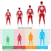 Morphsuits الكبار الأحمر حارس القوة Morphsuit الرجال خارقة الهوى فستان زي هالوين الأحمر XL