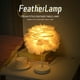 thumbnail image 3 of Lámpara de mesa de plumas blancas, lámpara de noche con base de madera, lámpara de mesa de plumas, pantalla de escritorio para dormitorio, decoración del hogar. Una lámpara., 3 of 9
