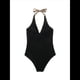 thumbnail image 4 of Trajes de Baño de una Pieza con Control de Abdomen para Mujer, Trajes de Baño Push Up con Cuello Halter Negro y Leopardo S, 4 of 7
