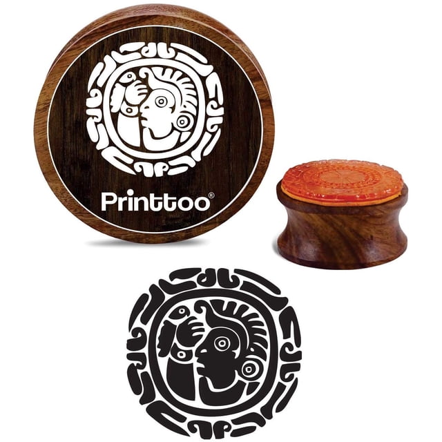 Printtoo Textile d'Artisanat Rond Symbole Inca Aztèque Tampon en Bois Caoutchouc Scrapbooking-2 Pouces