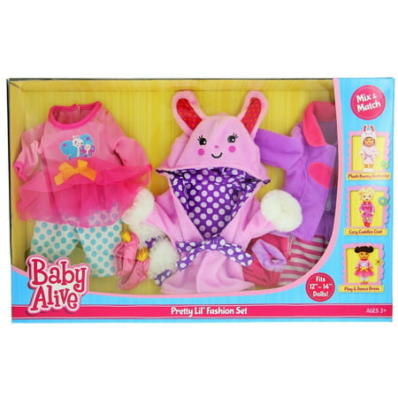 Baby Alive Pretty Lil Fashion Clothing Set â€“ Features 3 Outfits, Makes Perfect Accessories for your 12-14â€ Dolls