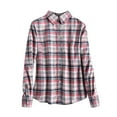 thumbnail image 2 of UVEASISHA Button Down Plaid Shirt for Women Long Sleeve Casual Office Work Shirts Lightweight Collared Comfy Shacket Jackets with Pocket Pink L, 2 of 5