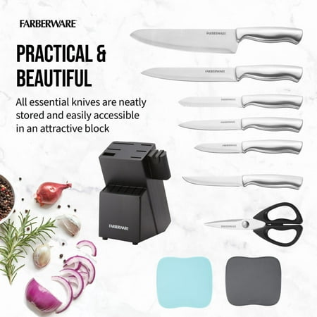 

Farberware Edgekeeper 15-Piece Stainless Steel Cutlery Block Set with Built-In Sharpener