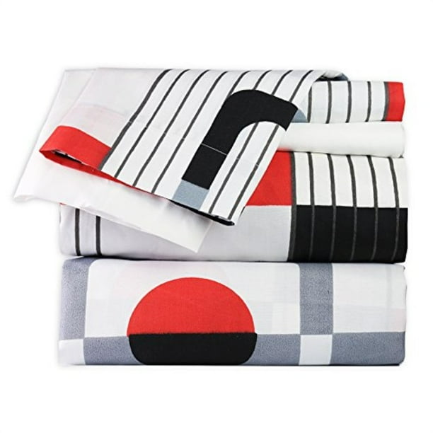 Dor Extreme Super Soft Luxury Red, Black and White Pattern Bed Sheet