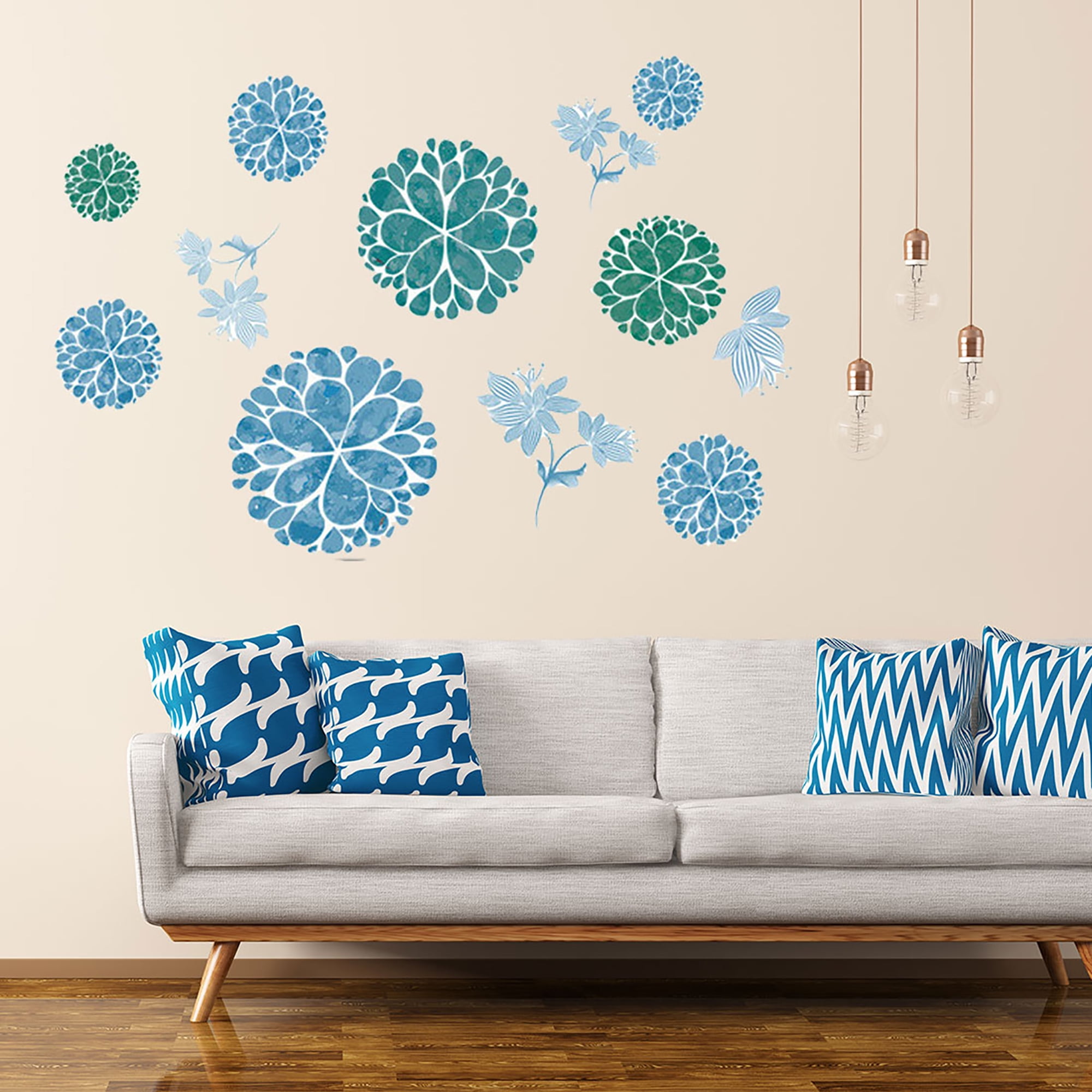 Elegant Flower Pattern Wall Stickers Removable Peel and Stick Wall