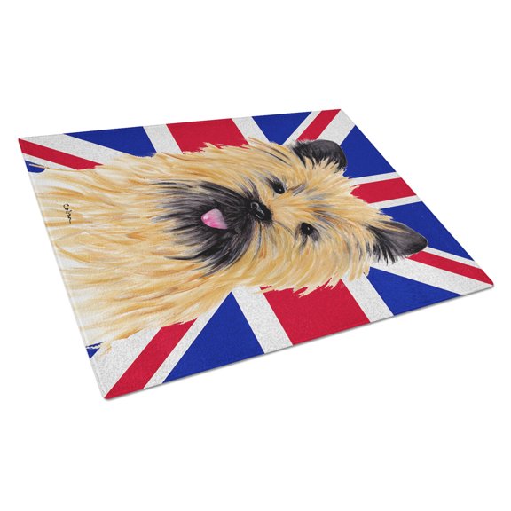 Caroline's Treasures Cairn Terrier with English Union Jack British Flag Glass Cutting Board Large Size