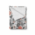 thumbnail image 2 of Mandala Soft Flannel Fleece Throw Blanket, Grunge Looking Round Floral Rounds Contrast Colors and Design, Cozy Plush for Indoor and Outdoor Use, 50" x 60", Vermilion Black White, by Ambesonne, 2 of 6
