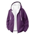 thumbnail image 5 of YOIAVAIOY Mens Zip Up Hoodies Fleece Lined Drawstring Hooded Sweatshirt Outer Winter Warm Comfy Jacket with Pocket Purple M, 5 of 9