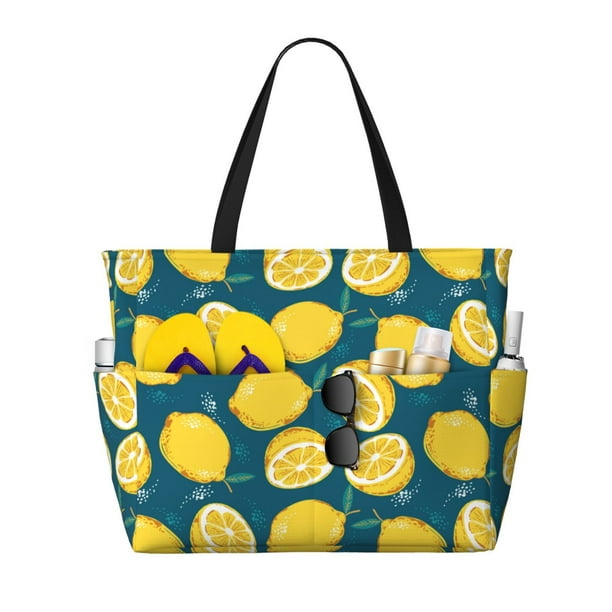 Fotbe Lemon Bolsa de Viaje para Playa - Resistente al Agua, Bolsa Tote de Gran Capacidad y Ligera con 7 Bolsillos para Mujeres y Hombres