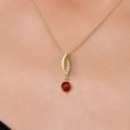 thumbnail image 3 of Gem Stone King 14K Yellow Gold Red Garnet and Lab Grown Diamond Pendant Necklace for Women | 1.23 Cttw | Gemstone January Birthstone | Round 6.5MM | With 18 inch Chain, 3 of 6
