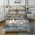thumbnail image 3 of Camping Quilt Set Queen,Camper Themed Bedspread Set Camper Decor,RV Travel Car Camping Coverlet Set ,Sketch Drawing Wood Vintage Bed Set Camping Accessories Blue Brown, 3 of 3
