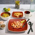 thumbnail image 4 of Gibson Elite Soho Lounge 16 Piece Square Stoneware Dinnerware Set, Red/White, 4 of 8