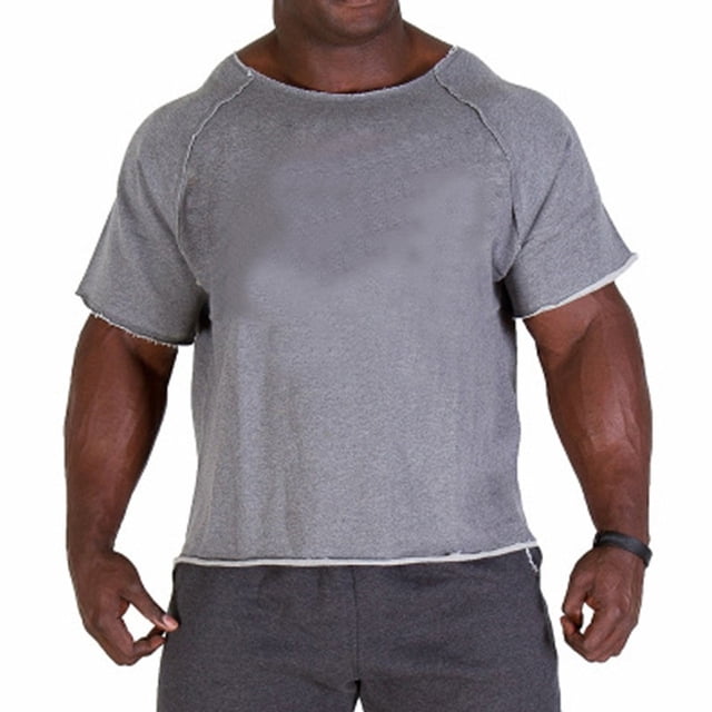 MYG T-shirt en Coton à Col Rond Décontracté pour Hommes, Entraînement Physique, Tenue de Gym, Tee d'Entraînement de Musculation