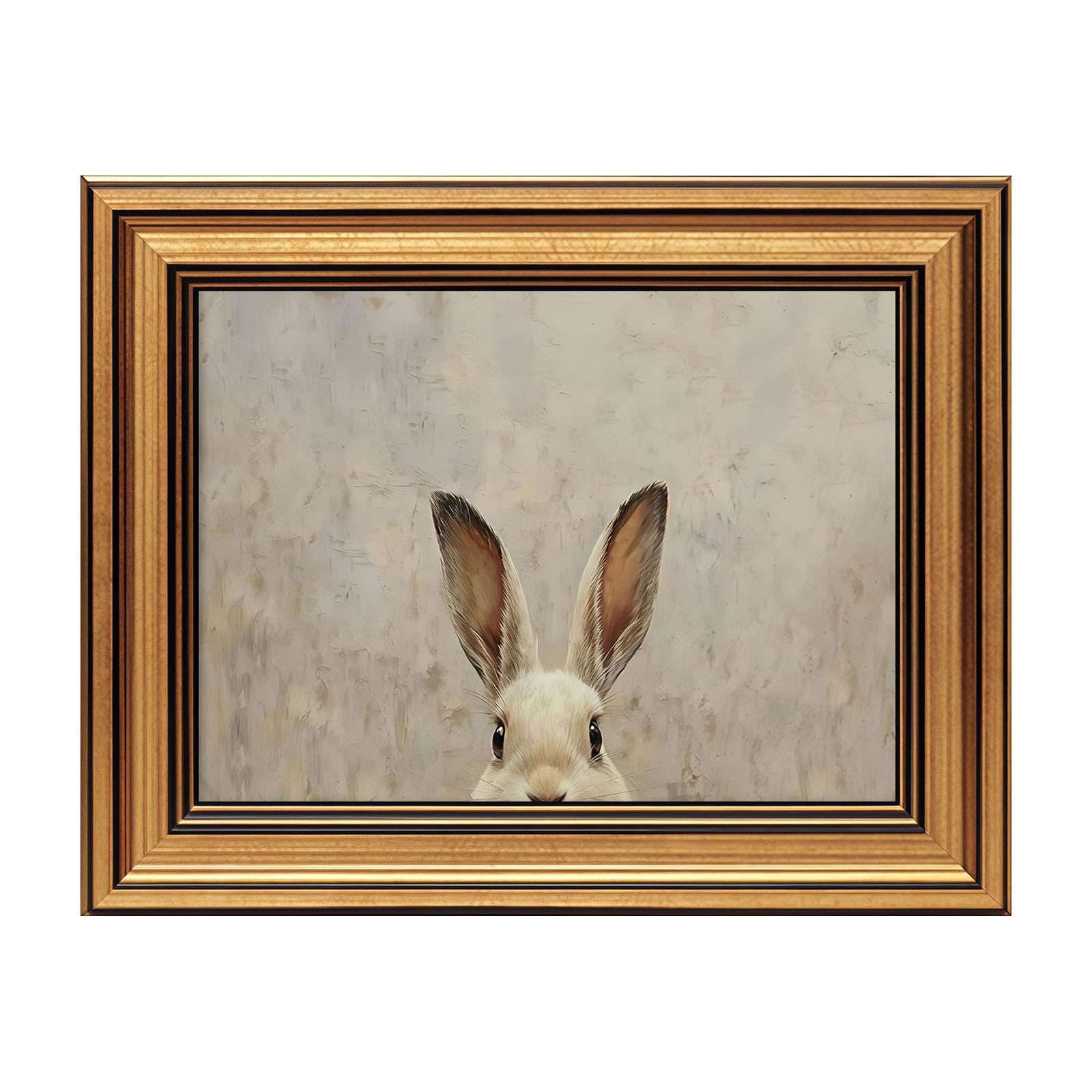 Gold Framed Wall Art Vintage Easter Bunny Canvas Art Easter Wall Decor Farmhouse Picture Neutral Rabbit Prints Rustic Paintings Country Artwork for Bedroom Bathroom Living Room