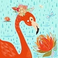 thumbnail image 2 of Del Sol, Ani 15x15 Gold Ornate Wood Framed with Double Matting Museum Art Print Titled - Flamingo in the Rain, 2 of 4