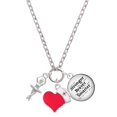 thumbnail image 1 of Delight Jewelry Silvertone 3-D Ballerina - Red Heart Nurse Strong Zoe Necklace, 1 of 4