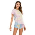 thumbnail image 2 of Women's Tie-dye Pajamas Set Short Sleeve Tops with Shorts Loungewear Casual Comfy Cute 2 Piece PJ Sets Nightshirt for Mother's Day Birthday Gift S-XXL, 2 of 8