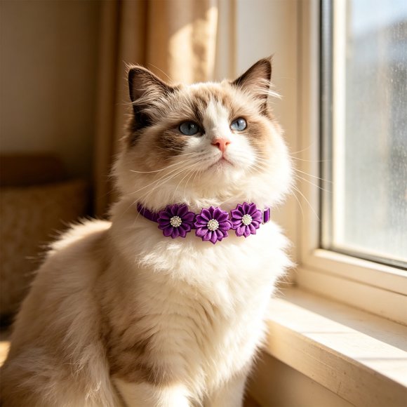Collar con pajarita de flores de diamantes de imitación para mascotas (gatos y perros) – Accesorio brillante y ajustable con cristales, ideal para bodas, fiestas, cumpleaños y ocasiones formales.