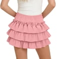 thumbnail image 3 of FRSASU Girls Ruffle Layered Summer Mini Skirt, Elastic High Waisted Casual Stretch A-Line Skirts for 3-13 Years Pink, 3 of 9