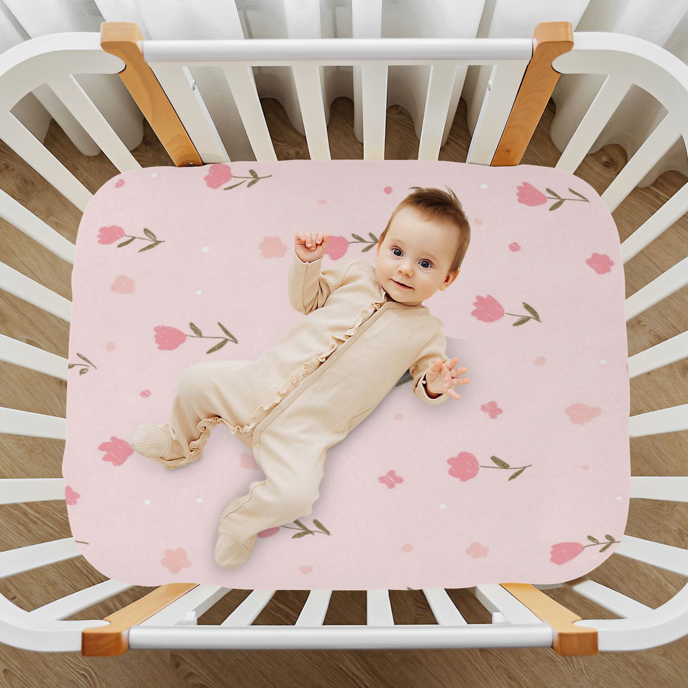 Baby Essentials 52”x 28”- Standard Cotton-like Modal Elastic- The Atmosphere Of Spring Design Crib Sheets for Newborns and Toddlers