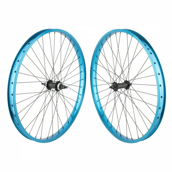 SE Bikes Blocks Flyer 26in Wheelset Blue/Black NMSW 36H 1-Speed FW B/O 3/8" 26"