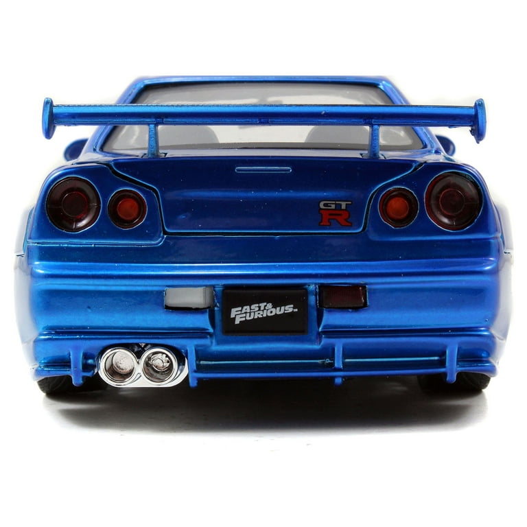 Fast & Furious 1:24 Brian's 2002 Nissan Skyline GT-R R34 Die-cast Car Play  Vehicles, Blue 