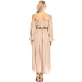 thumbnail image 2 of Womens Casual Boho Long Sleeve Off Shoulder Renaissance Peasant Dress, Beige, Small, 2 of 5