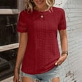 thumbnail image 2 of Annhoo Women'S Summer Dressy Blouse Textured Embroidered Short Sleeve Tops Crew Neck Business Stylish T-Shiris, 2 of 6
