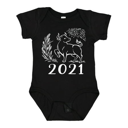 

Inktastic 2021 Chinese New Year Ox Boys or Girls Baby Bodysuit