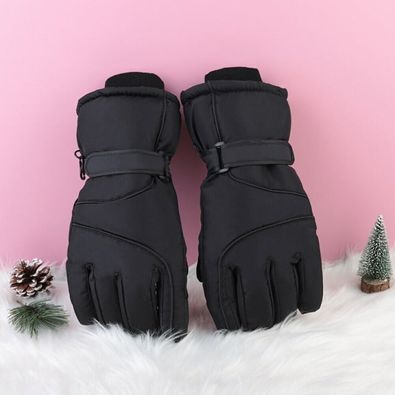 Men Women Winter Warm Thick Thermal Insulated Gloves Waterproof Snow Ski Gloves-Men-Black