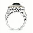thumbnail image 2 of Sterling Silver Two Tone Silver And Gold Plated Sterling Silver w/Cabochon Onyx Ring Size 6, 2 of 6