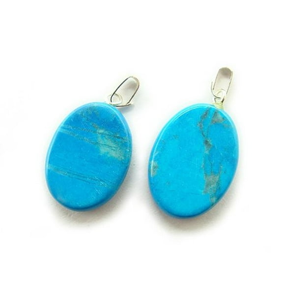 15x20mm Pack Of 5 Turquoise Howlite Oval Gemstone Pendant ForJewelry Making