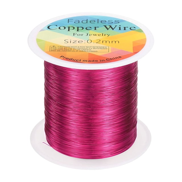 Alambre Artístico Uxcell 328ft 32 Calibre Alambre de Cobre para Envolver Manualidades, Rojo Rosa