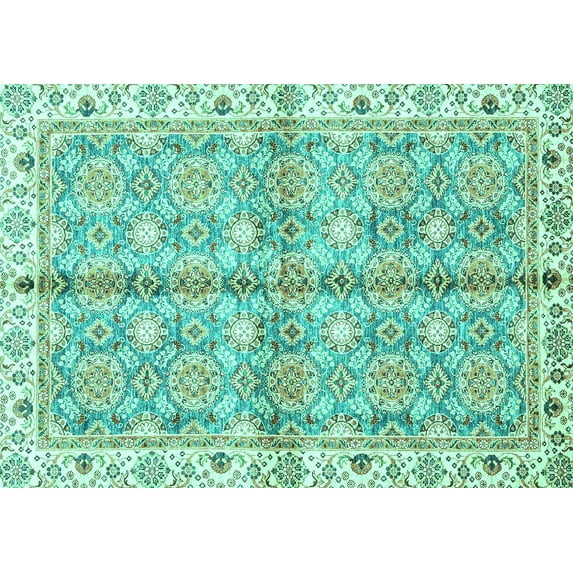 Ahgly Company Indoor Rectangle Oriental Turquoise Blue Traditional Area Rugs, 4' x 6'