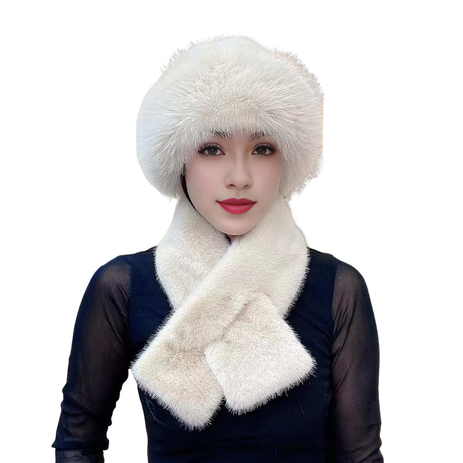 2 Pcs/Set Women Winter Hat Scarf Set Fuzzy Plush Thickened  display picture 1