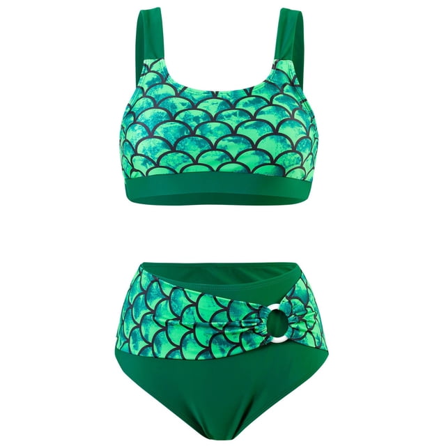 Traje de baño elegante con estampado de sirena para mujer, traje de baño dividido con bragas de talla grande para mujer OAVQHLG3B Store lin121212