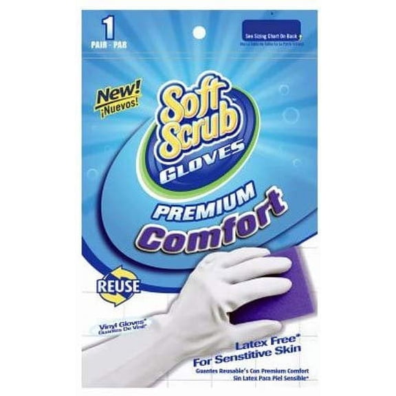 Soft Scrub 12613-26 Premium Comfort Household Gloves, Large, White